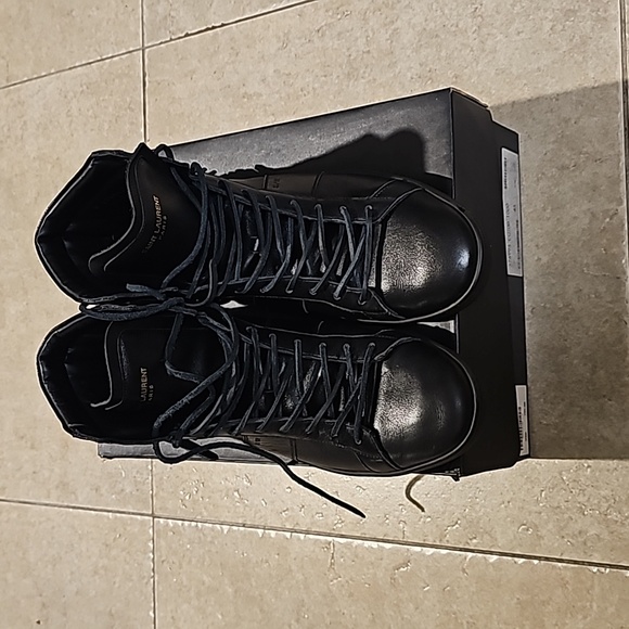 Saint Laurent Leather Trim Accent Sneakers - Picture 3 of 9